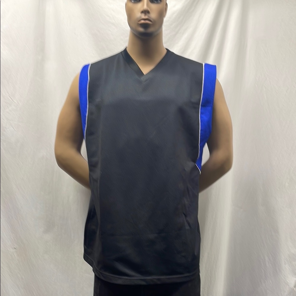 Vintage Spaulding Athletic Men's Black & Blue Sleeveless Jersey